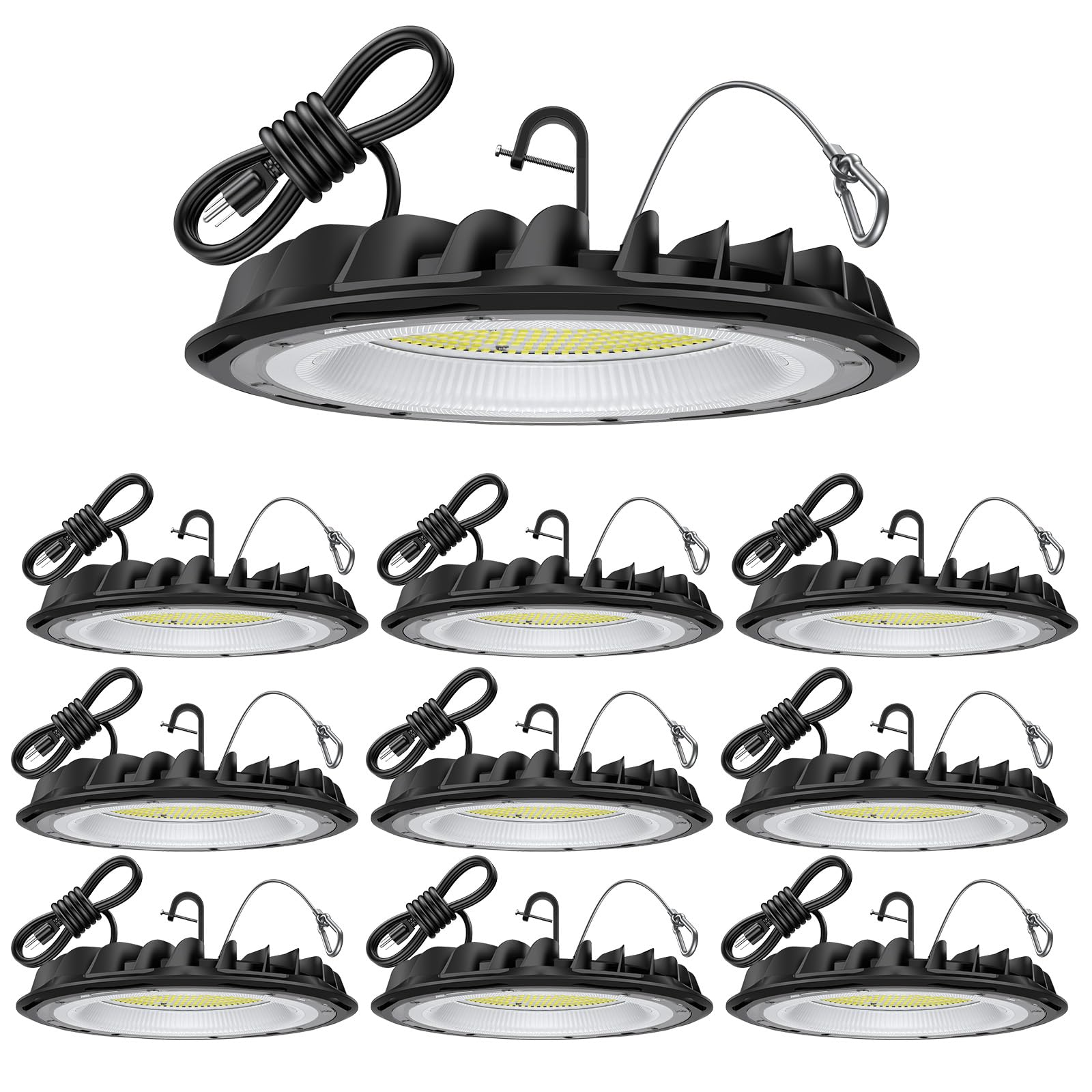 hunhun 10 Pack ETL 155W UFO LED High Bay Light, 22500lm, Daylight